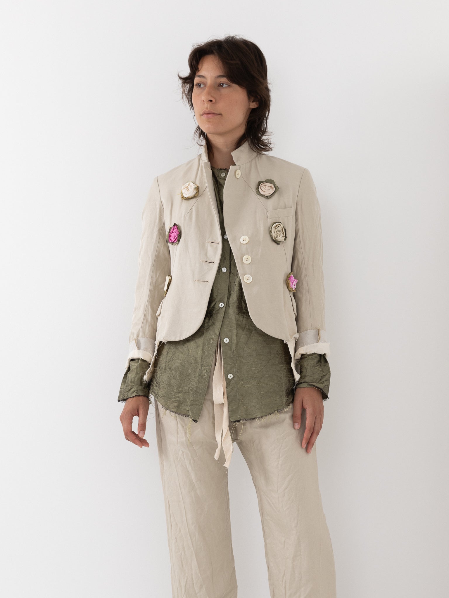 Elena Dawson Lilly Jacket with Rosebuds, Tinted Caviar - Worthwhile - ELENA DAWSON