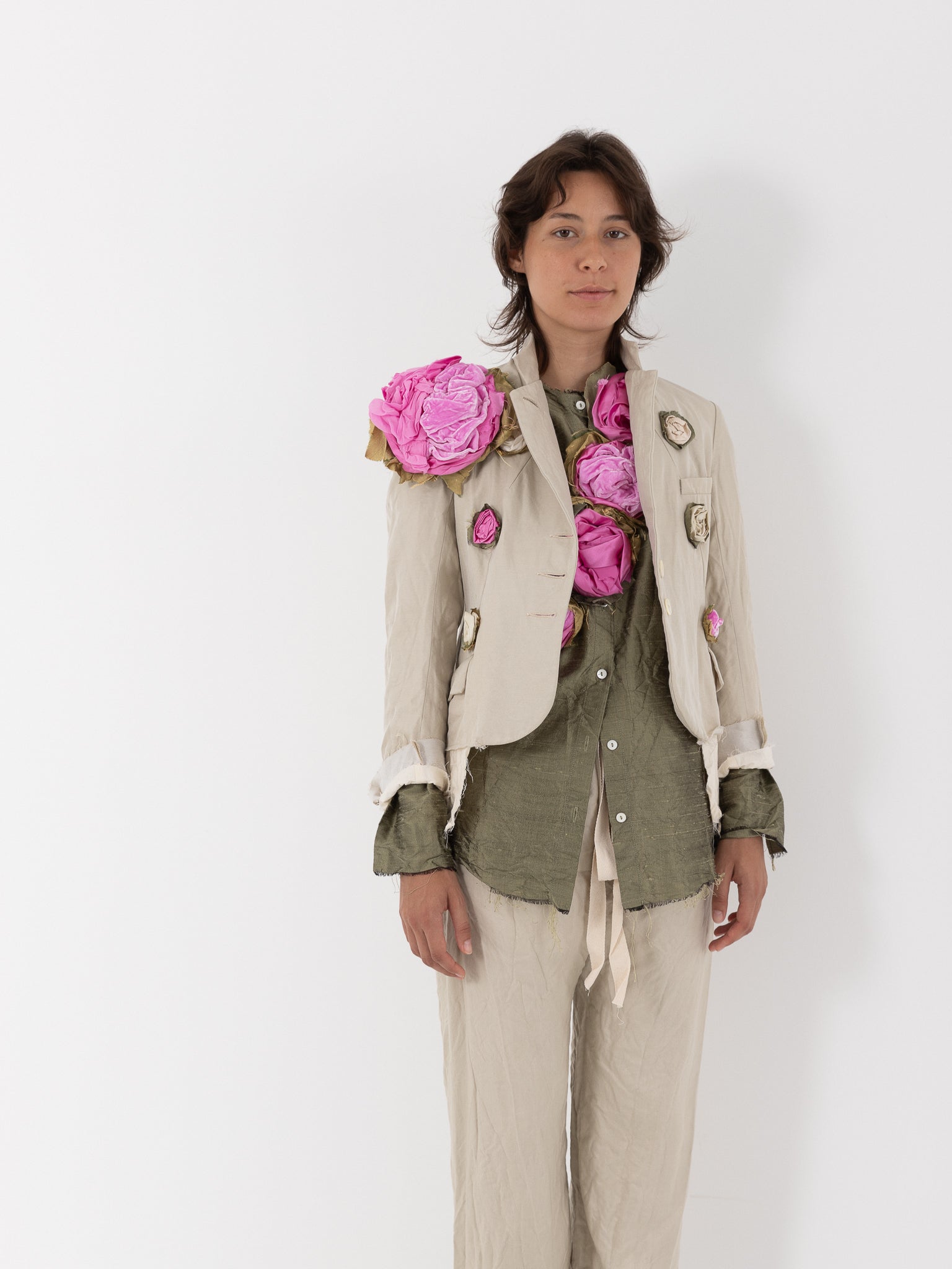 Elena Dawson Lilly Jacket with Rosebuds, Tinted Caviar - Worthwhile - ELENA DAWSON