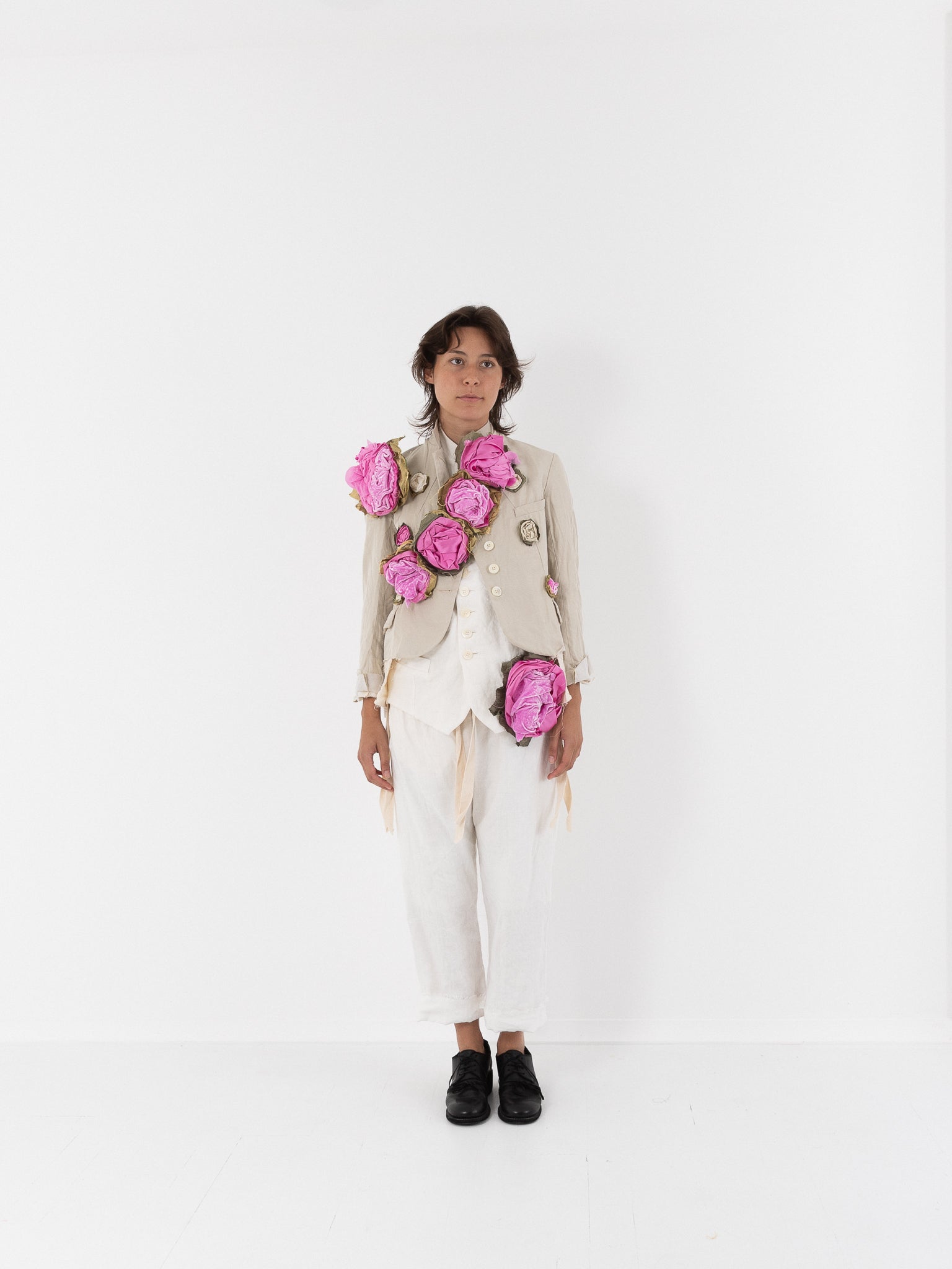 Elena Dawson Lilly Jacket with Rosebuds, Tinted Caviar - Worthwhile - ELENA DAWSON