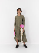 Elena Dawson House Dress, Olive Silk Dupioni - Worthwhile - ELENA DAWSON