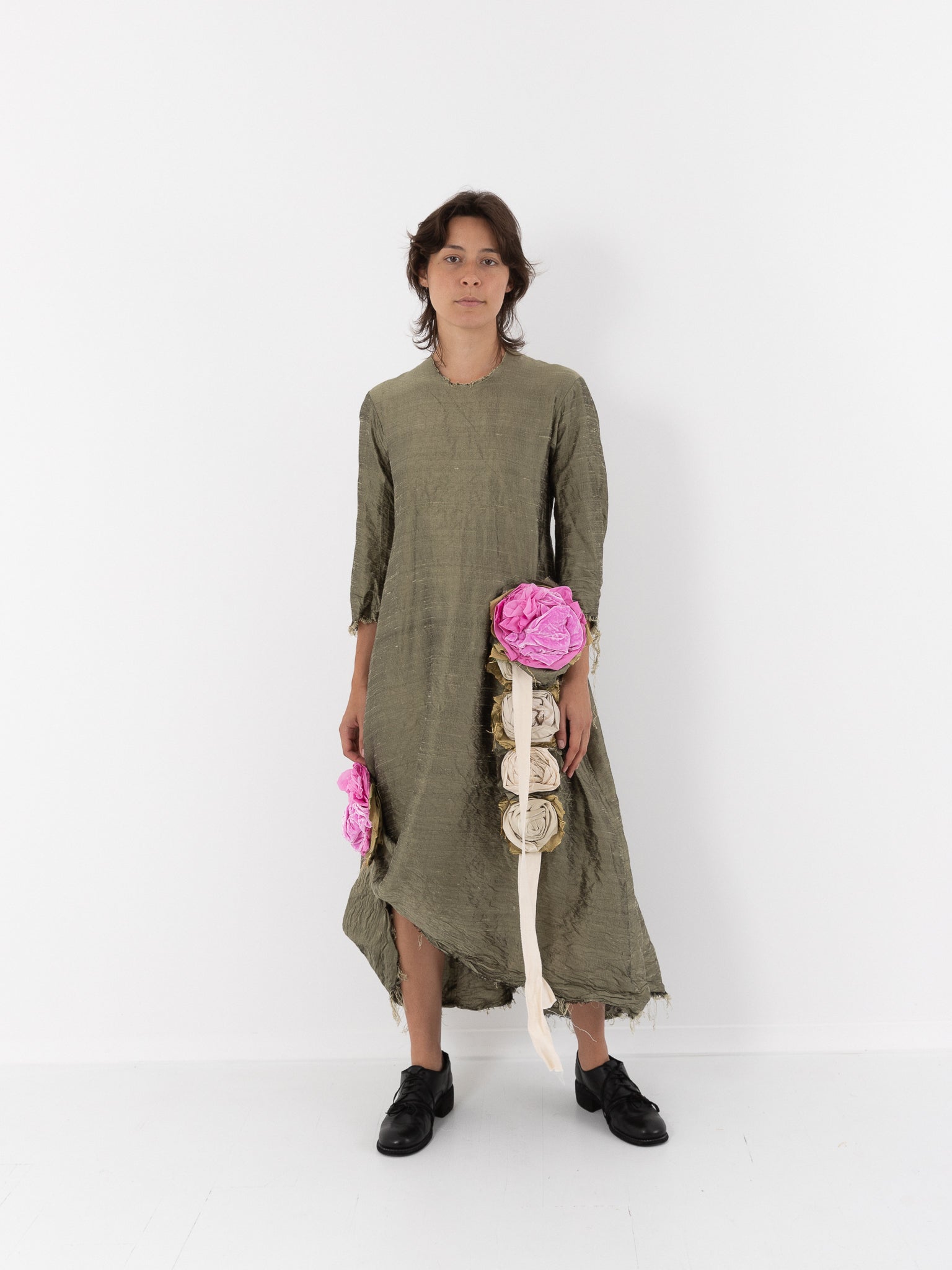 Elena Dawson House Dress, Olive Silk Dupioni - Worthwhile - ELENA DAWSON