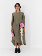 Elena Dawson House Dress, Olive Silk Dupioni - Worthwhile - ELENA DAWSON