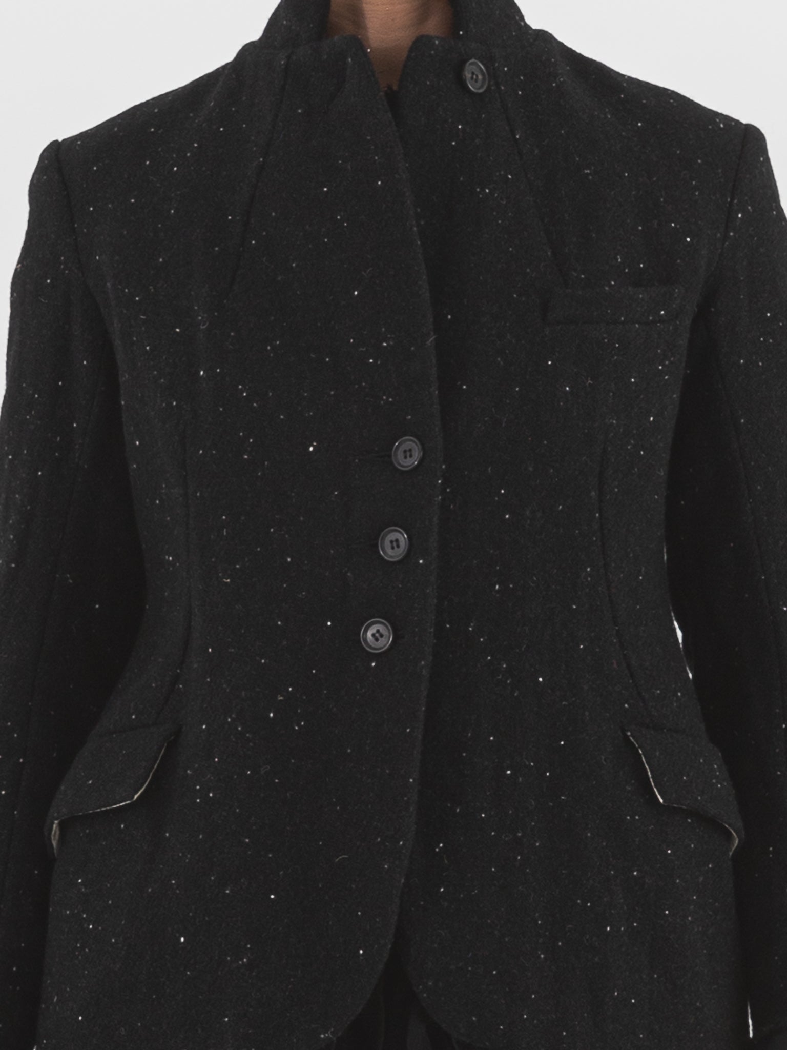 Elena Dawson 4X Hacking Jacket, Black Speckled Tweed - Worthwhile