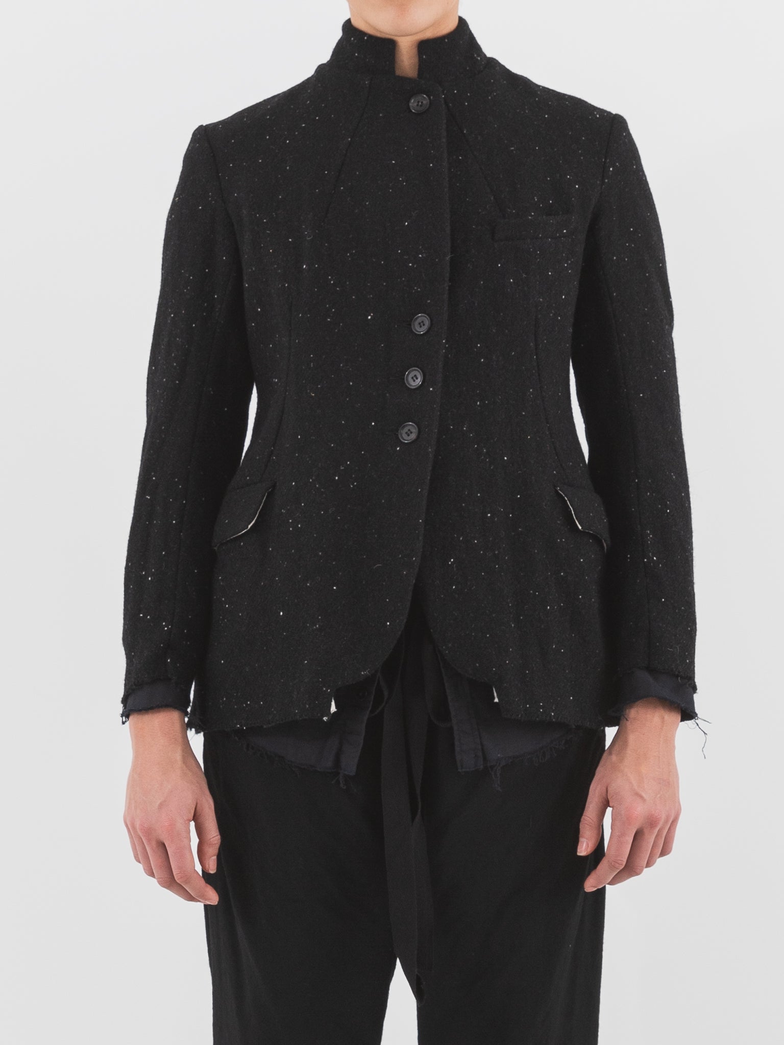 Elena dawson ツイード ジャケット Elena Dawson 4X Hacking Jacket, Black Speckled Tweed at Worthwhile
