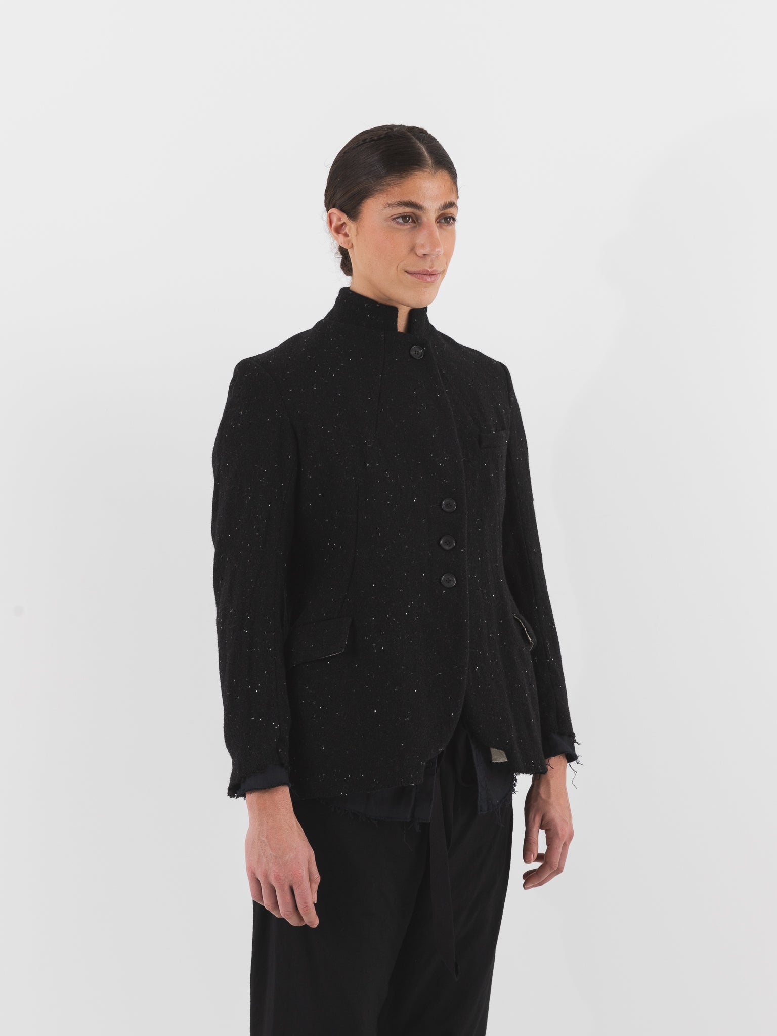 Elena Dawson 4X Hacking Jacket, Black Speckled Tweed - Worthwhile