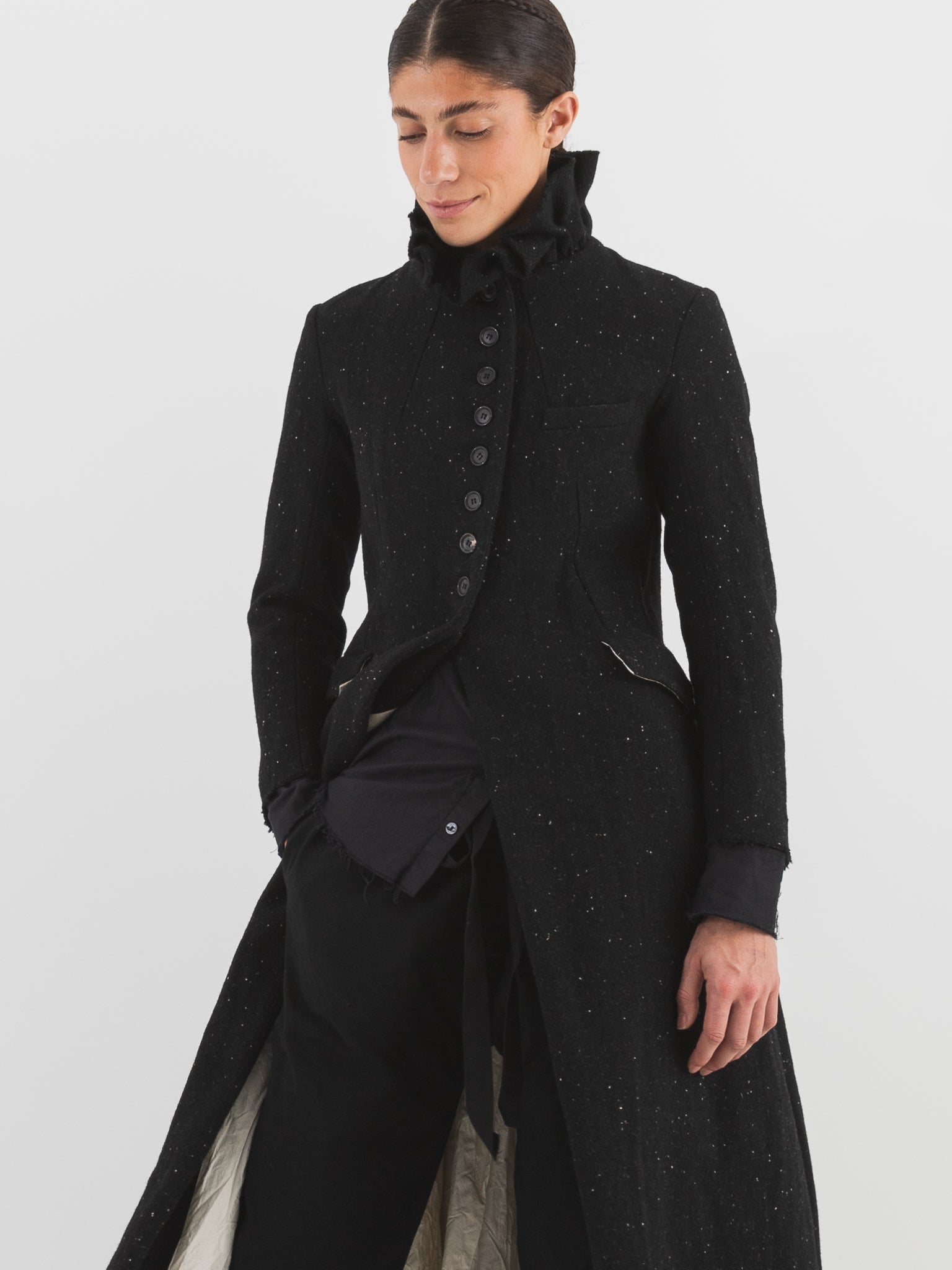 Elena Dawson 9X Monet Coat, Black Speckled Tweed - Worthwhile