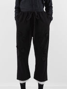 Elena Dawson Drawstring Pant with Rosebuds, Black - Worthwhile