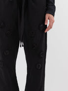 Elena Dawson Drawstring Pant with Rosebuds, Black - Worthwhile