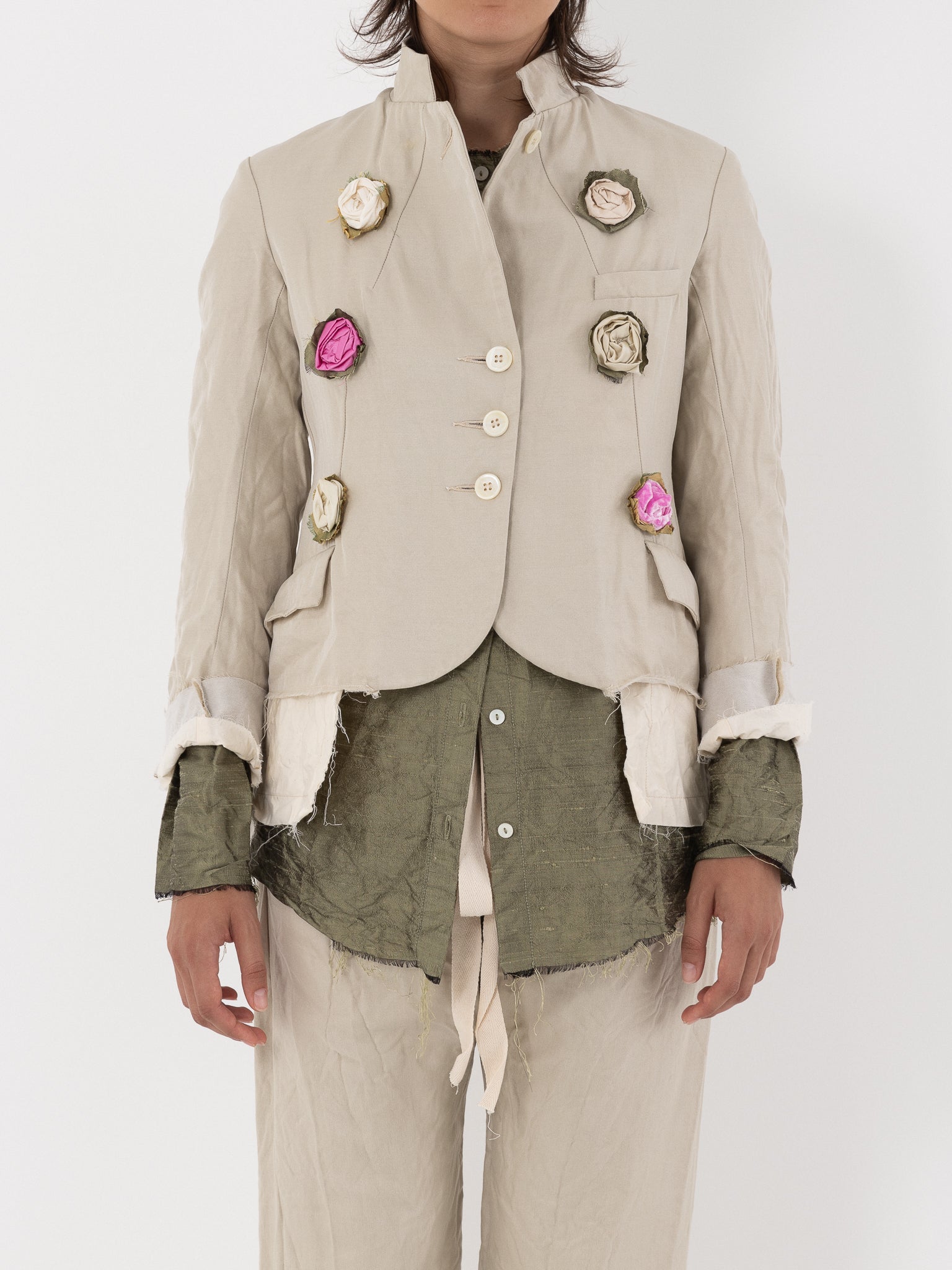 トップス ELENA DAWSON M.WAIST COAT FLOWER BROOCH Elena Dawson Large Mophead Brooch, Pink Mixed Silk - Worthwhile