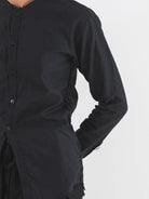 Elena Dawson No Collar Shirt, Black Cotton - Worthwhile