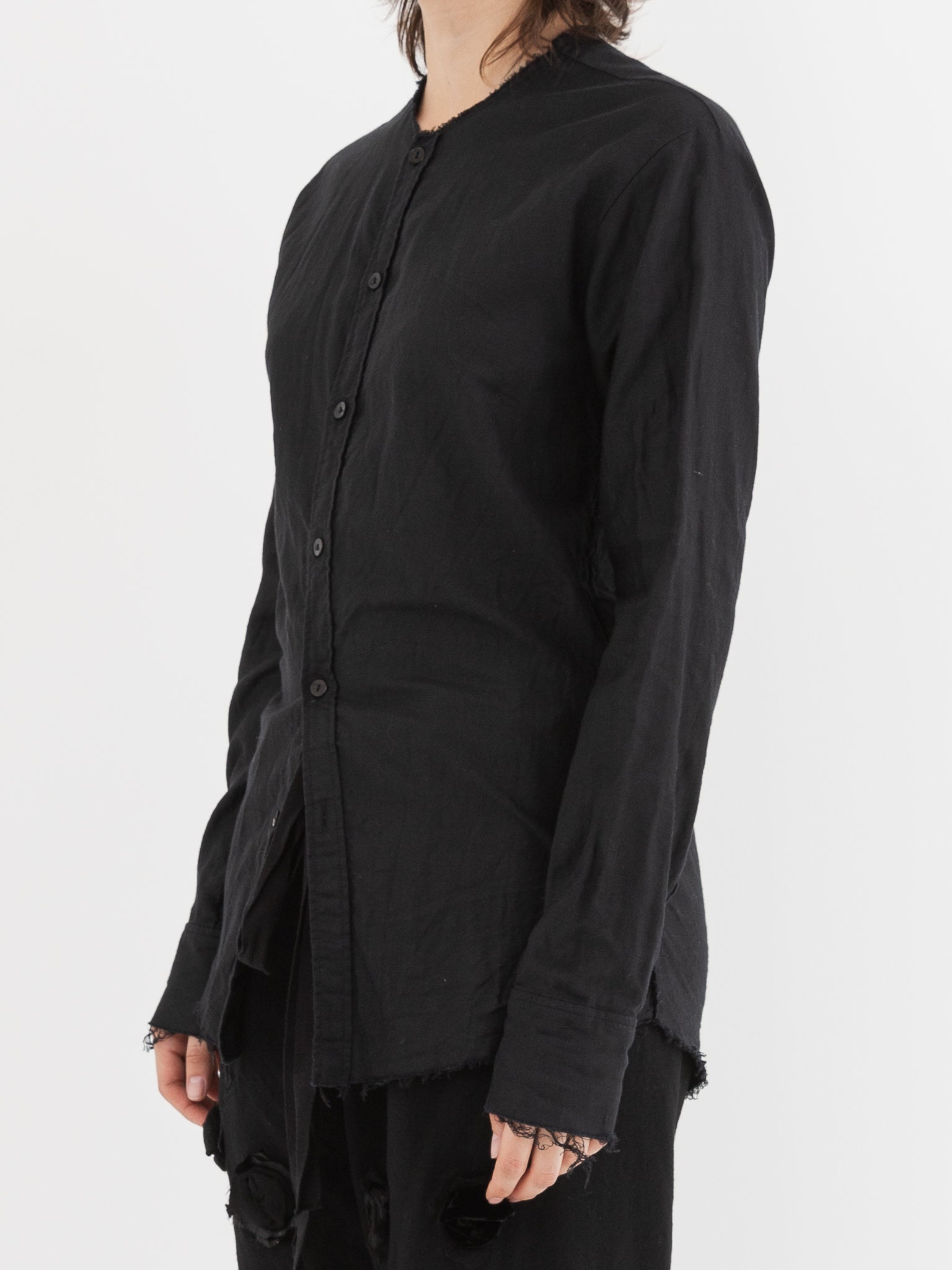 Elena Dawson No Collar Shirt in Black - Worthwhile