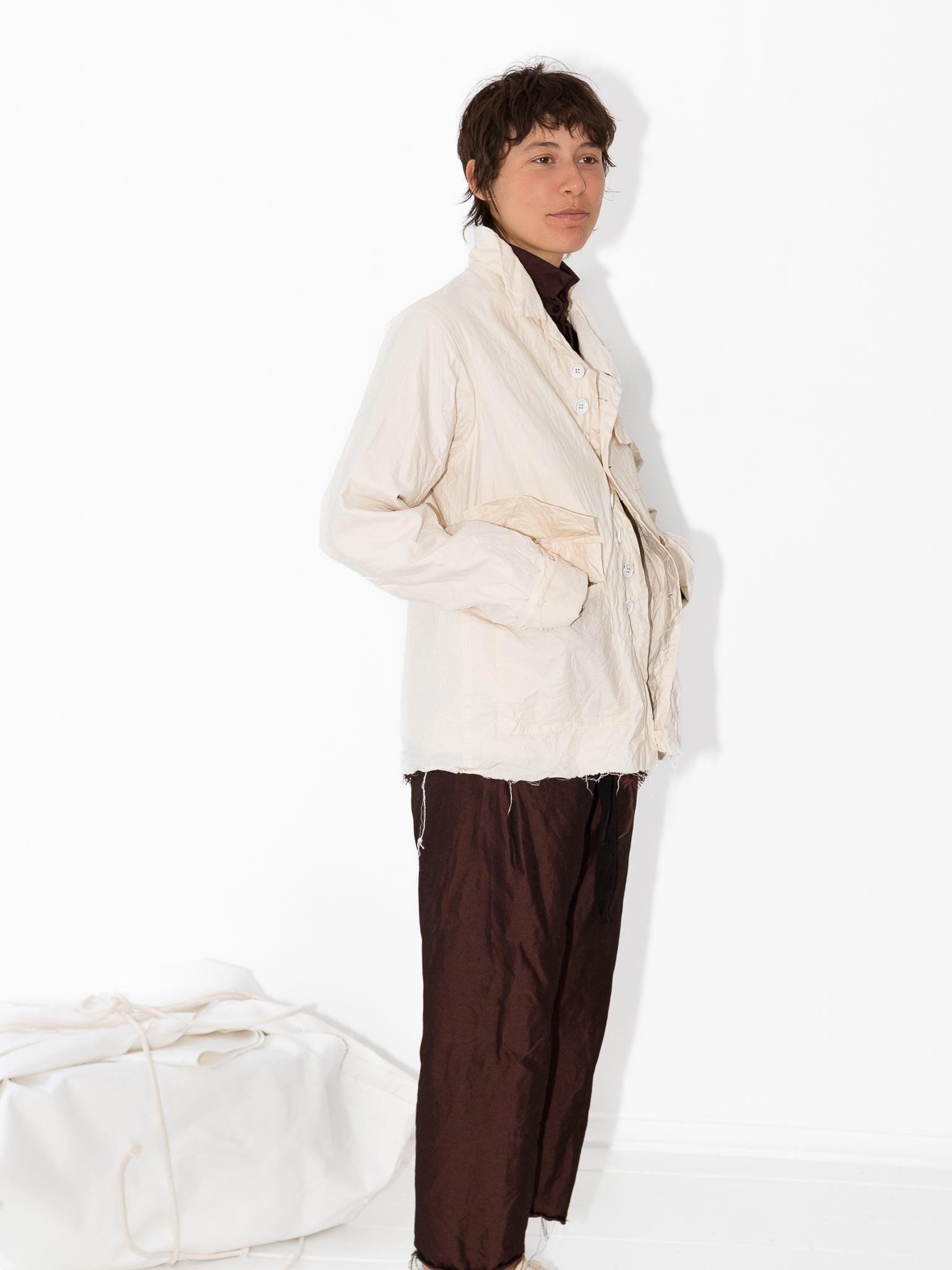 Elena Dawson Work Jacket, Cream Cotton Cambric - Worthwhile