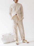 Elena Dawson Work Trouser, Cream Cotton Cambric - Worthwhile