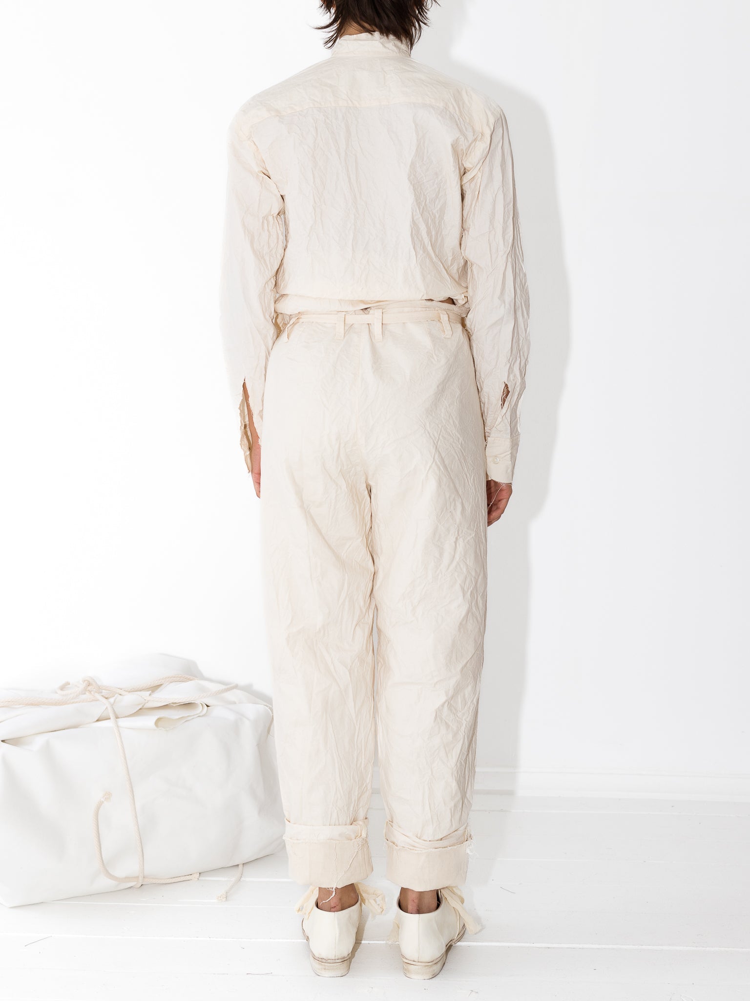 Elena Dawson Work Trouser, Cream Cotton Cambric - Worthwhile