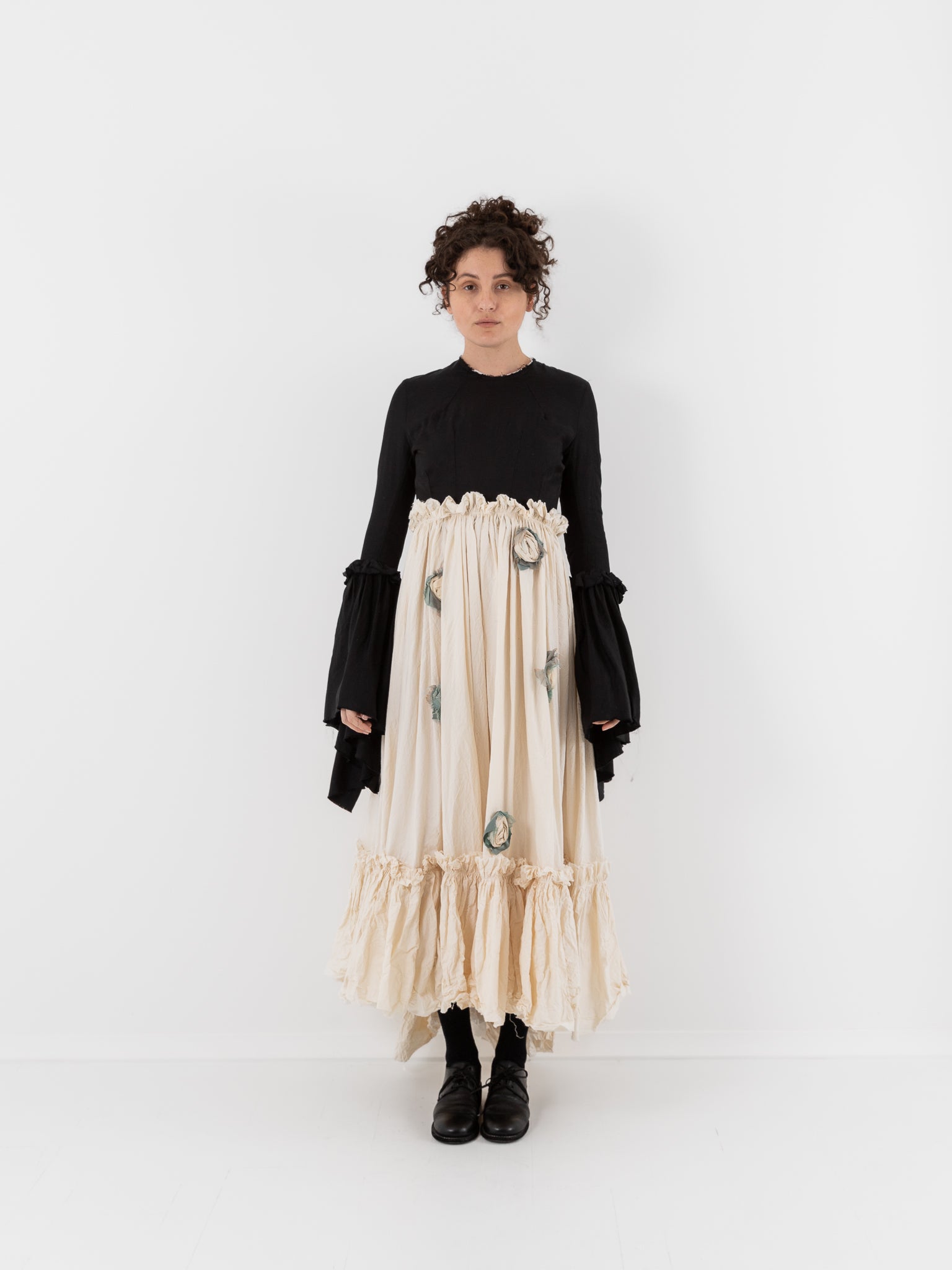 Elena Dawson Chateau Dress in Black Caviar with Cream Cotton Cambric - ELENA DAWSON at Worthwhile - shop DRESS