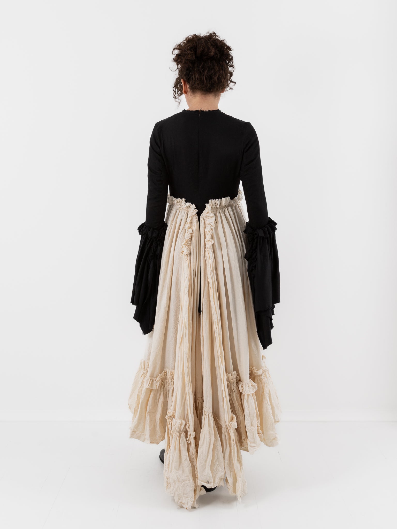 Elena Dawson Chateau Dress in Black Caviar with Cream Cotton Cambric - ELENA DAWSON at Worthwhile - shop DRESS