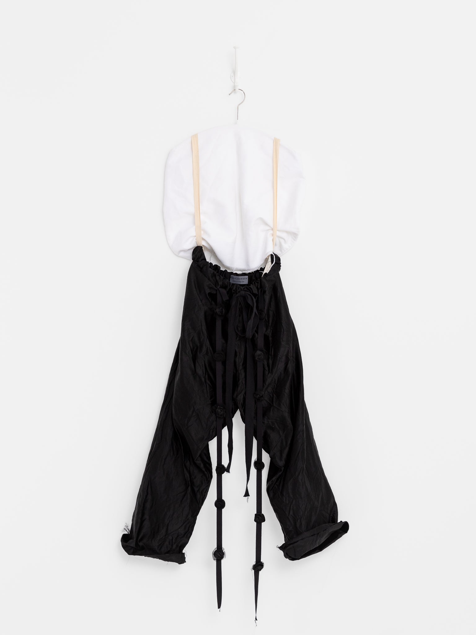 Elena Dawson Drawstring Trouser with Rosebud Ties, Black - ELENA DAWSON at Worthwhile - shop PANT