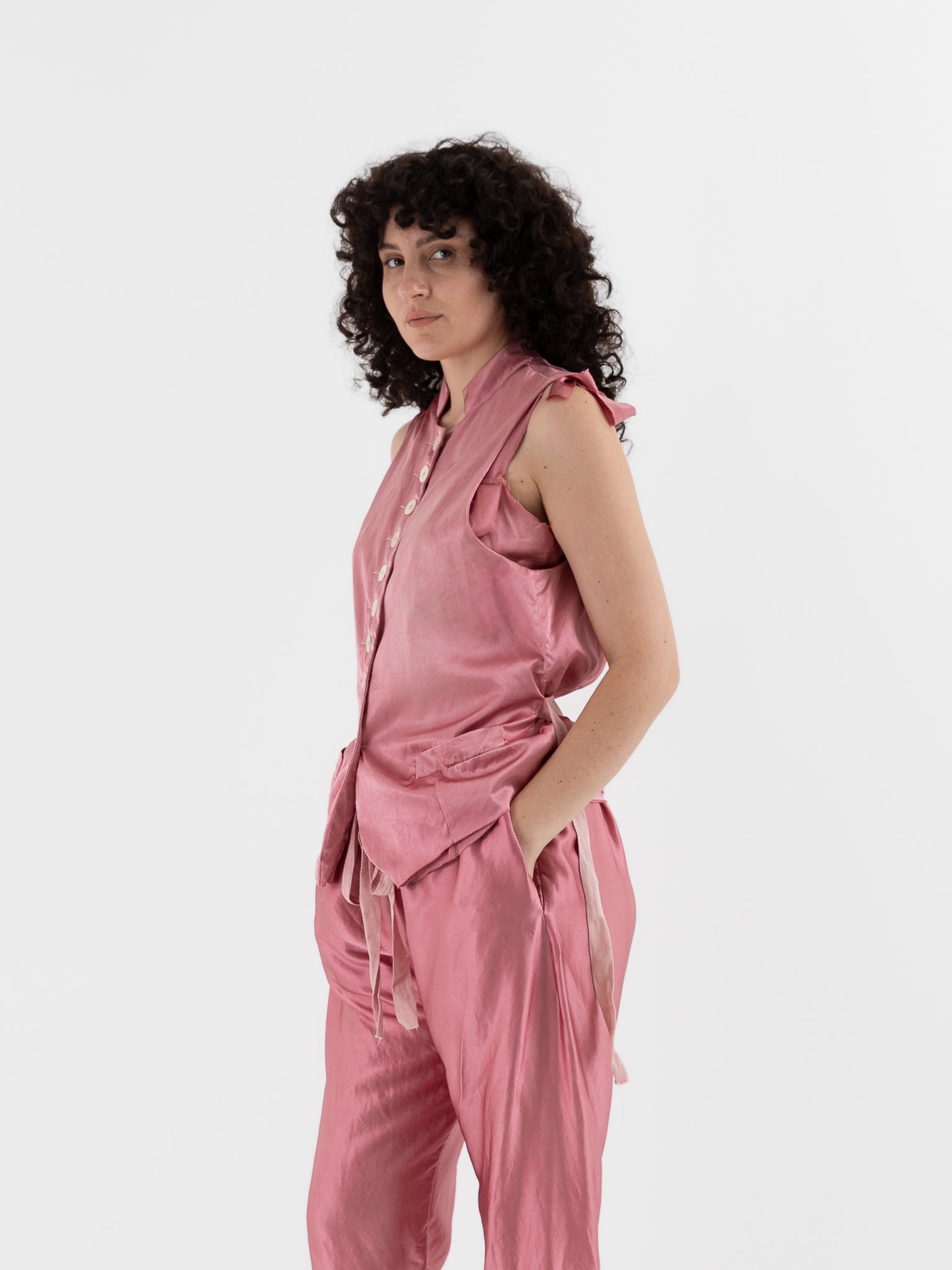 Elena Dawson 10X Waistcoat with Collar in ED Pink - ELENA DAWSON at Worthwhile - shop VEST