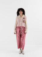 Elena Dawson Cropped Monet Shirt with Tea Roses in Cream - ELENA DAWSON at Worthwhile - shop TOP