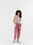 Elena Dawson Cropped Monet Shirt with Tea Roses in Cream - ELENA DAWSON at Worthwhile - shop TOP