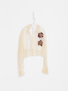 Elena Dawson Cropped Monet Shirt with Tea Roses in Cream - ELENA DAWSON at Worthwhile - shop TOP