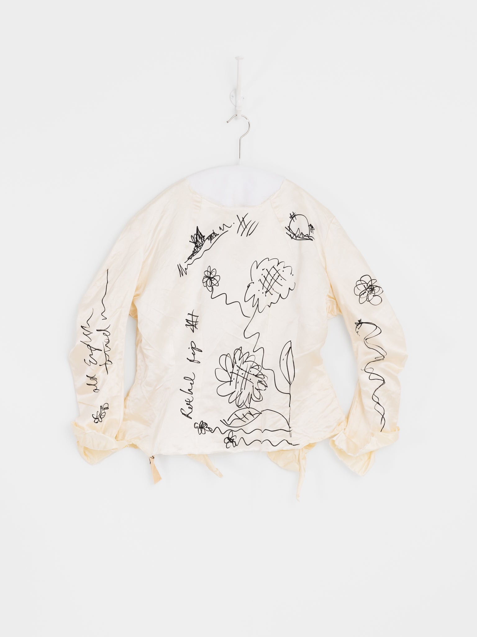 Elena Dawson Graffiti Knot Top in Cream Satin - ELENA DAWSON at Worthwhile - shop TOP