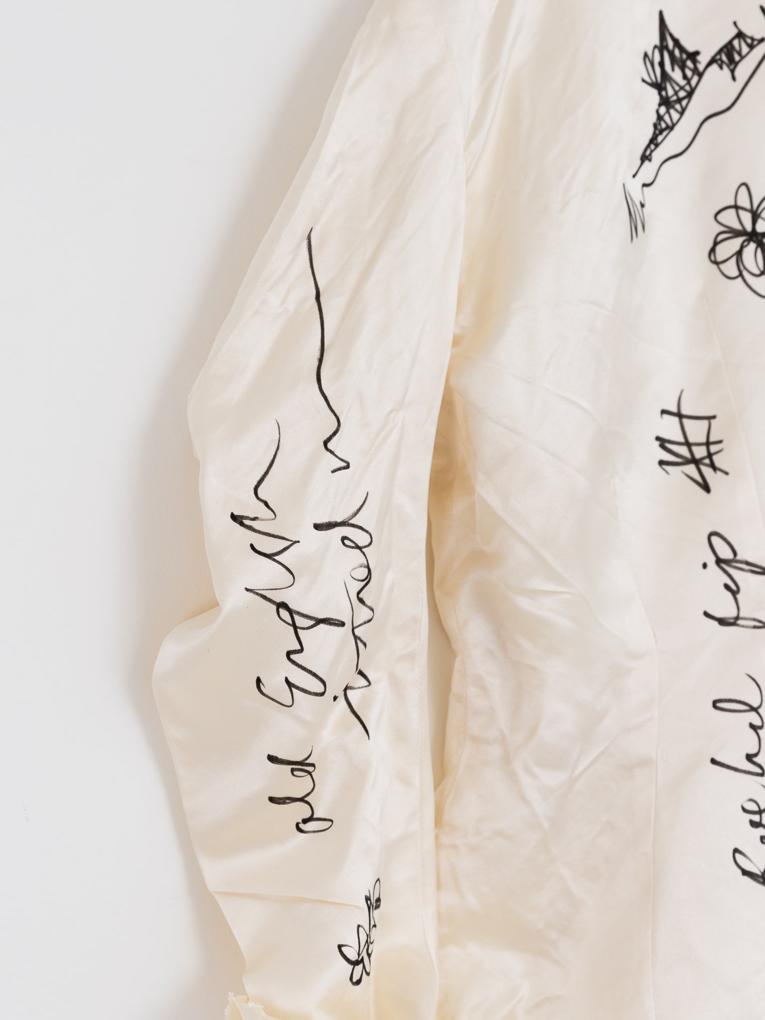 Elena Dawson Graffiti Knot Top in Cream Satin - ELENA DAWSON at Worthwhile - shop TOP