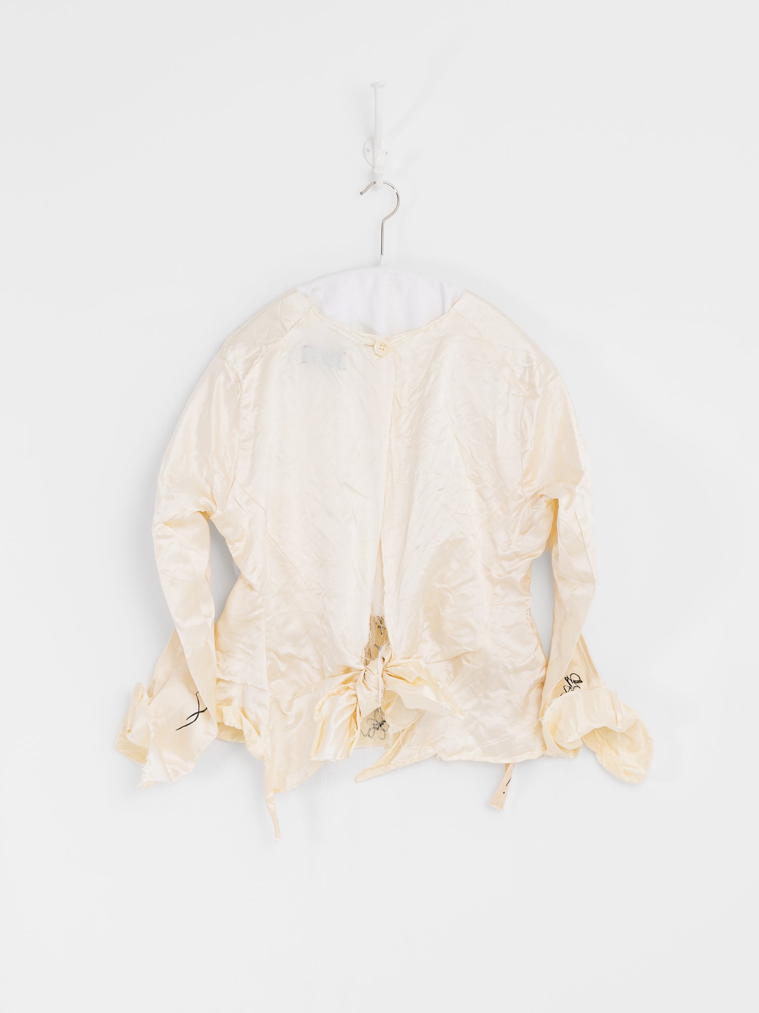 Elena Dawson Graffiti Knot Top in Cream Satin - ELENA DAWSON at Worthwhile - shop TOP