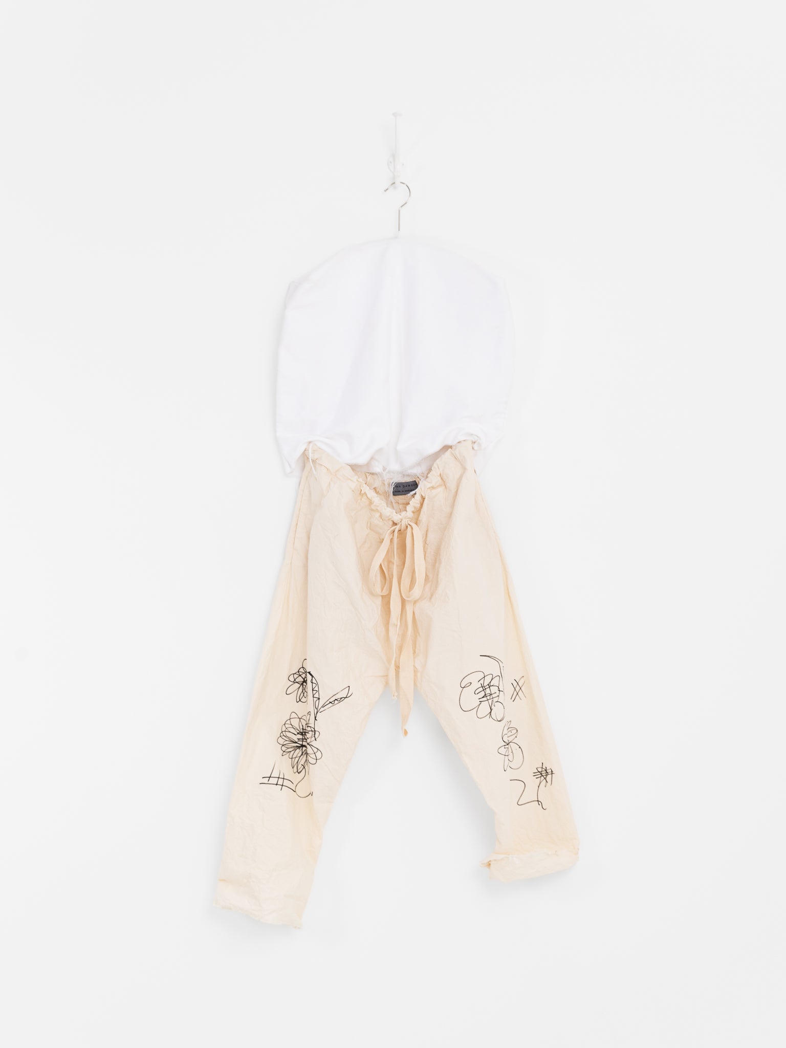 Elena Dawson Graffiti Drawstring Pant in Cream Cambric - ELENA DAWSON at Worthwhile - shop PANT