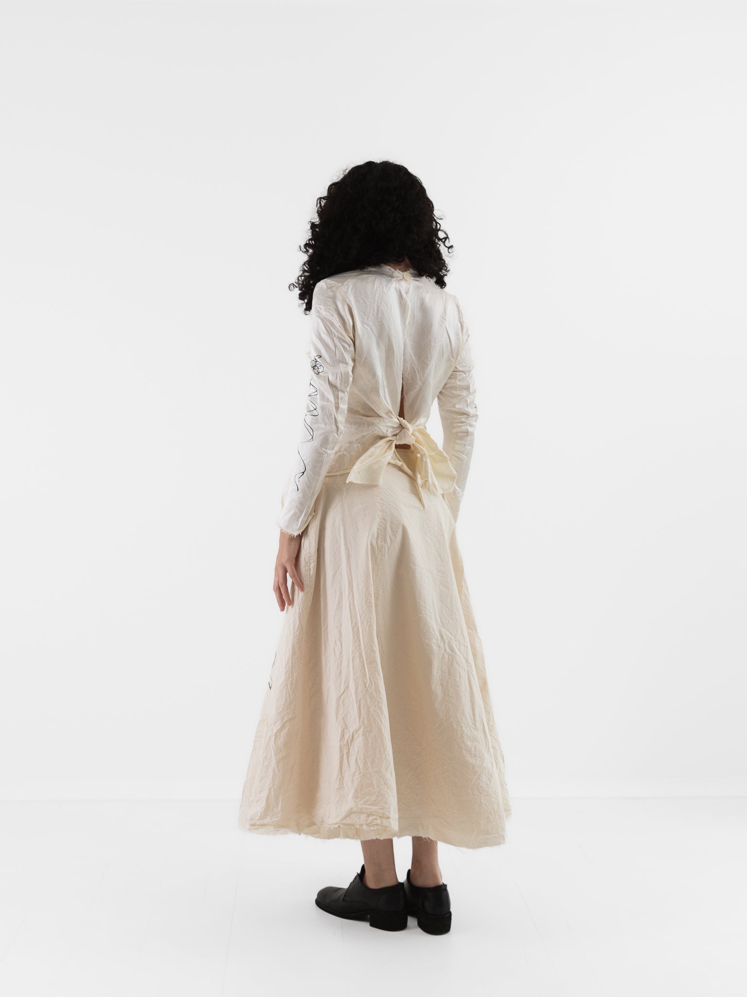 Elena Dawson Scribble Tea Skirt in Cream Cambric - ELENA DAWSON at Worthwhile - shop SKIRT