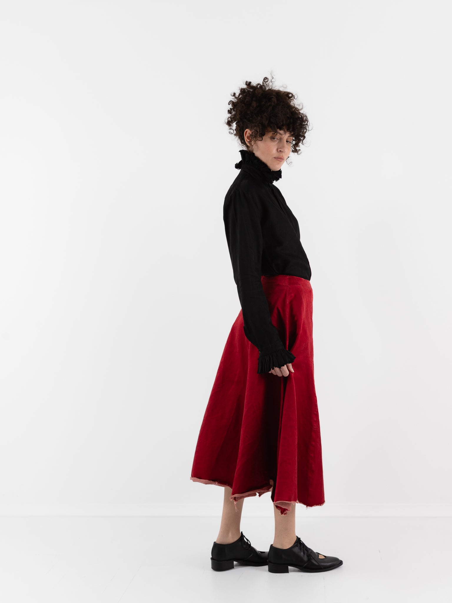 Elena Dawson Tea Skirt, Scarlet - ELENA DAWSON at Worthwhile