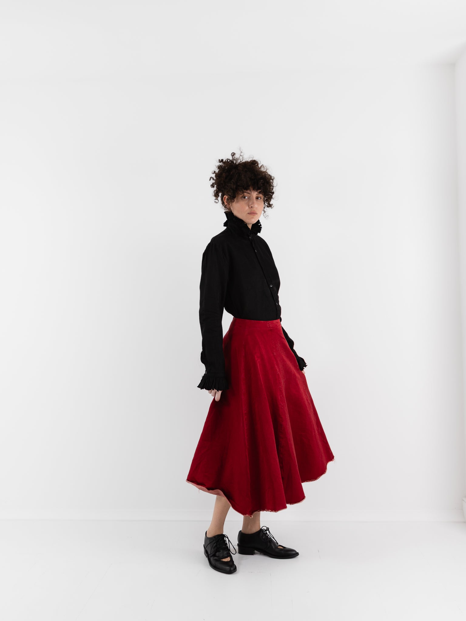 Elena Dawson Tea Skirt, Scarlet - ELENA DAWSON at Worthwhile
