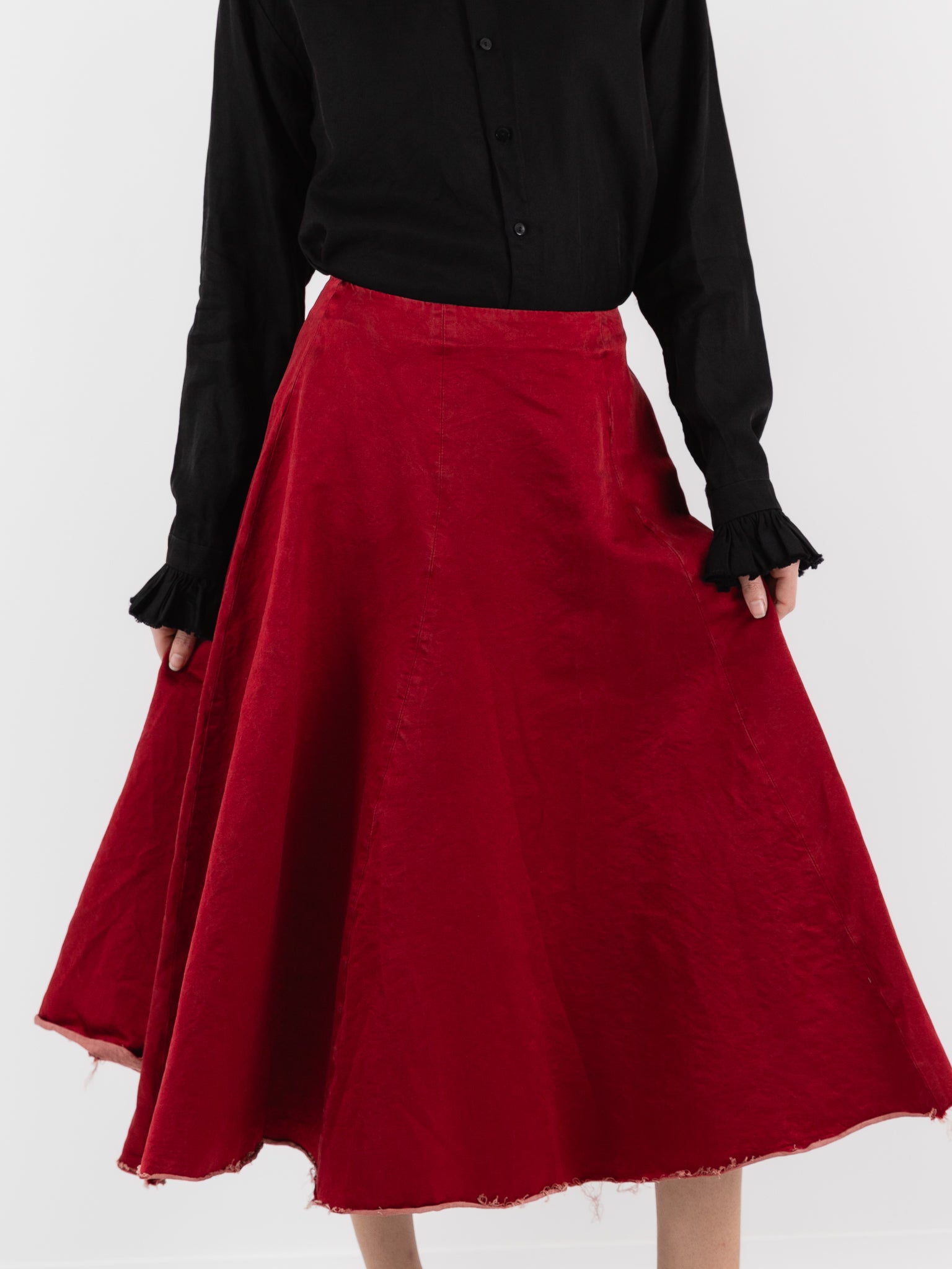 Elena Dawson Tea Skirt, Scarlet - ELENA DAWSON at Worthwhile