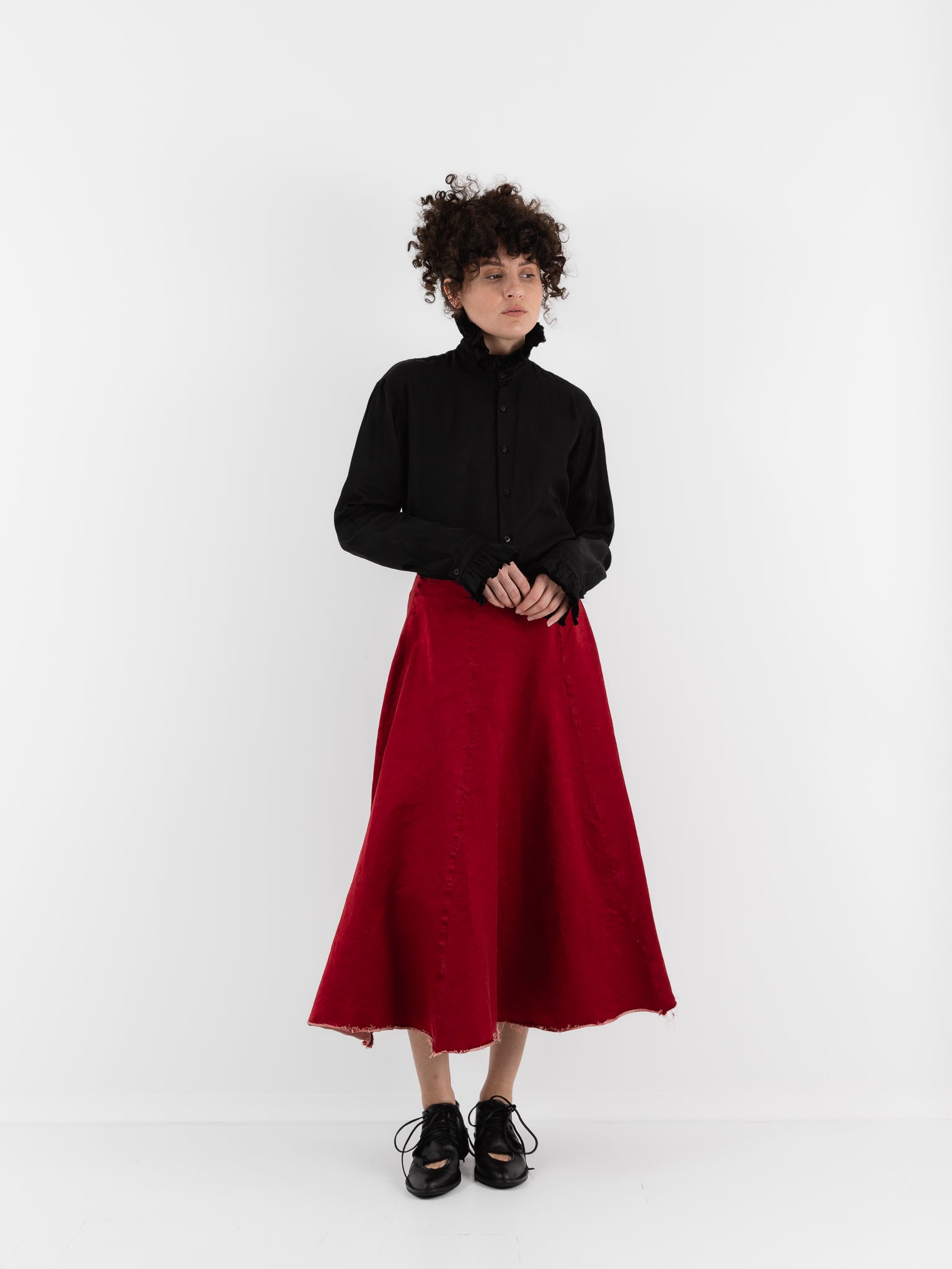 Elena Dawson Tea Skirt, Scarlet - ELENA DAWSON at Worthwhile