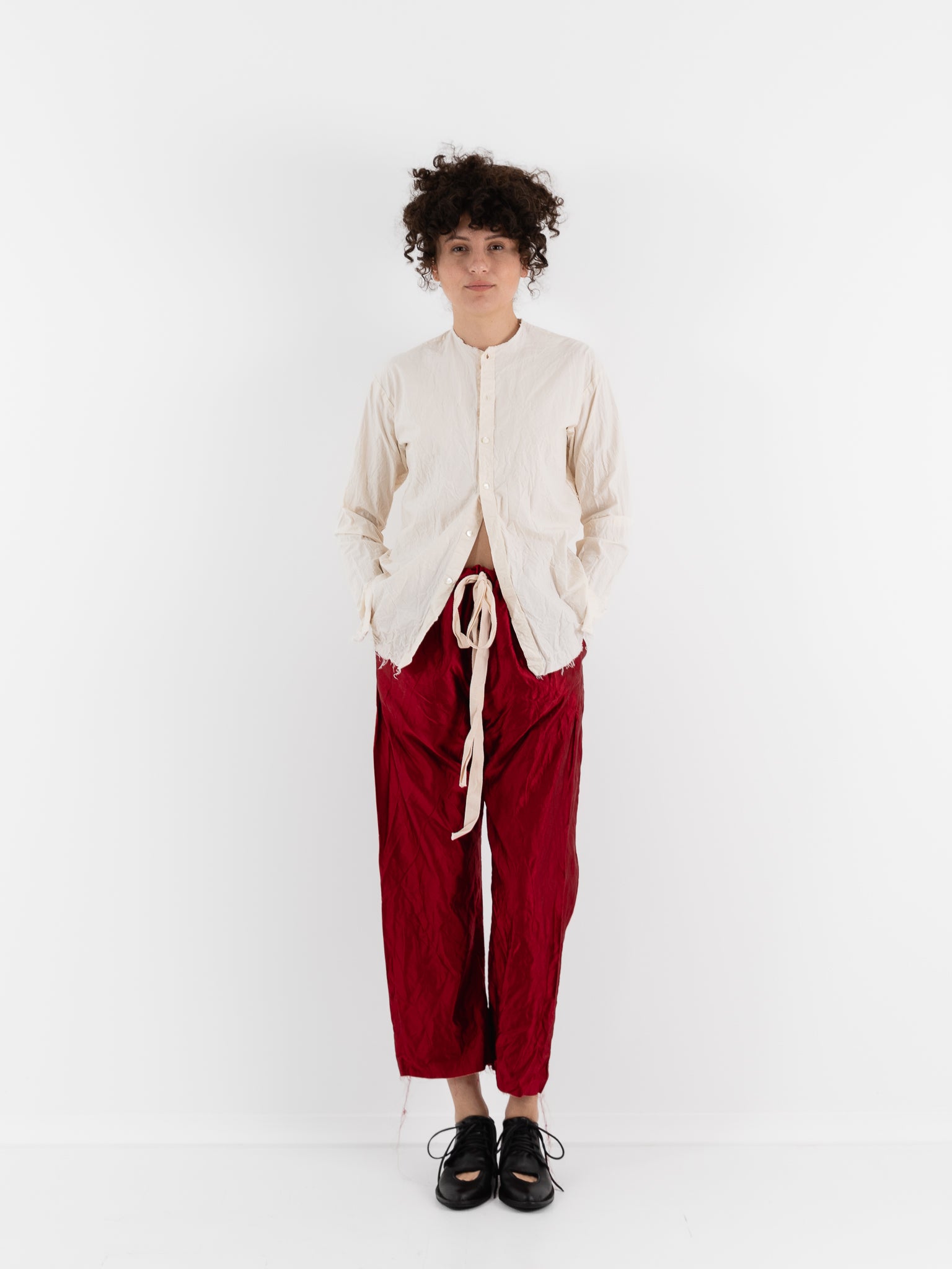 Elena Dawson Drawstring Trouser, Scarlet - ELENA DAWSON at Worthwhile