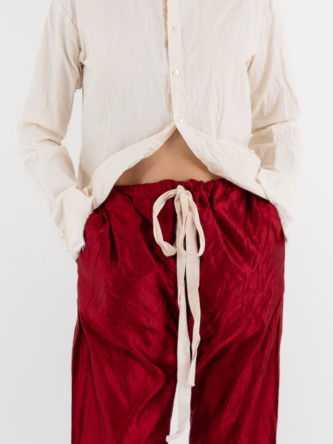 Elena Dawson Drawstring Trouser, Scarlet - ELENA DAWSON at Worthwhile