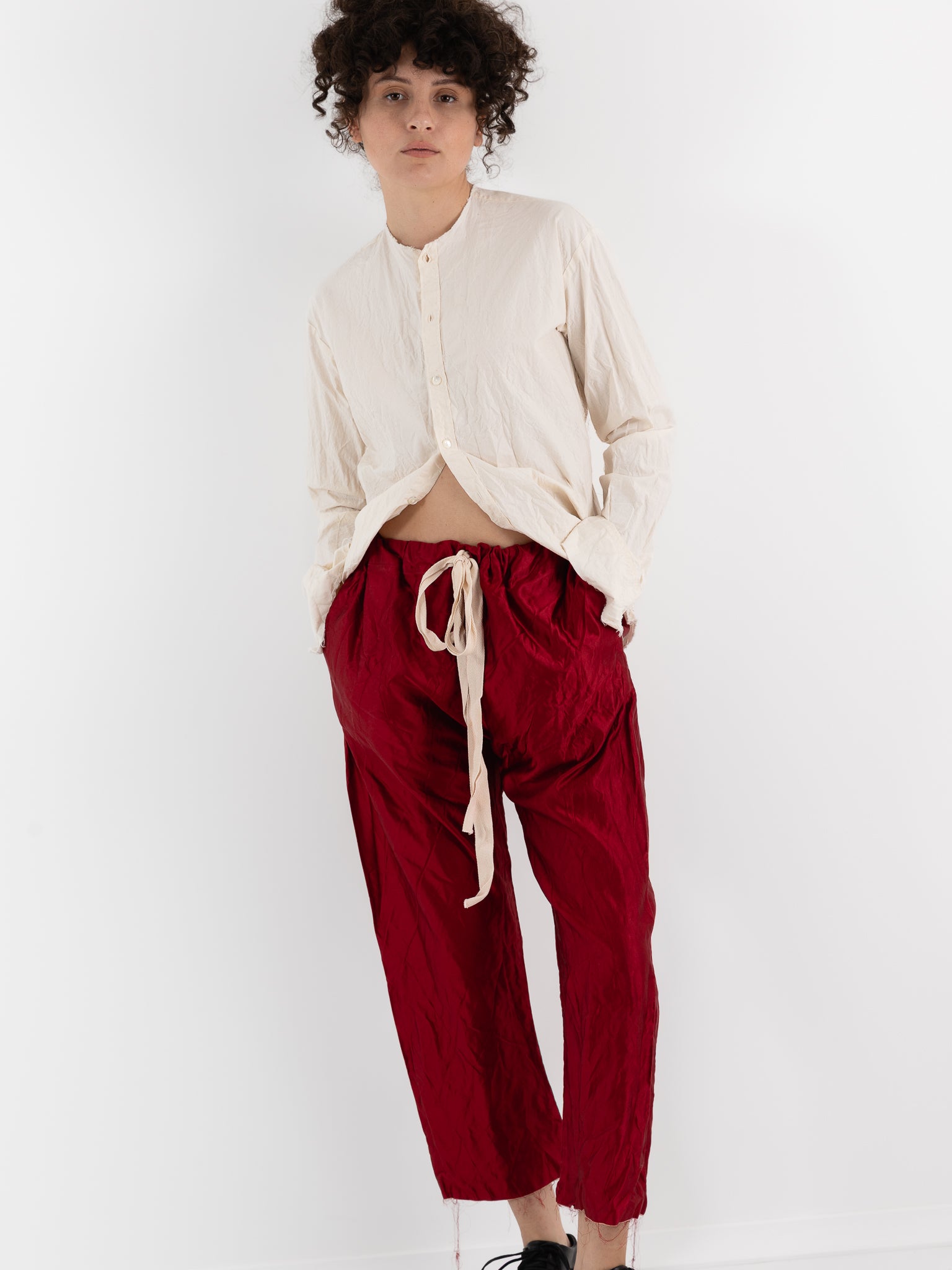 Elena Dawson Drawstring Trouser, Scarlet - ELENA DAWSON at Worthwhile