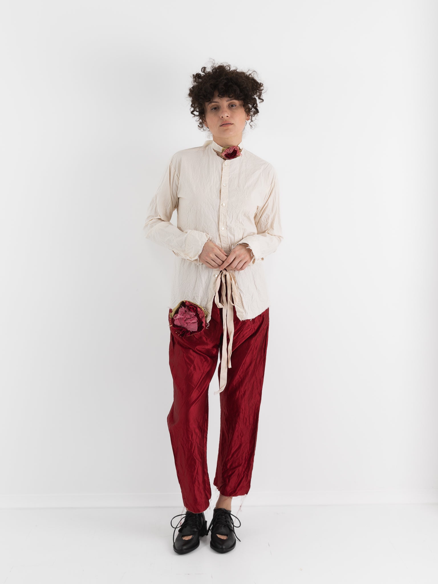 Elena Dawson Drawstring Trouser, Scarlet - ELENA DAWSON at Worthwhile - shop PANT