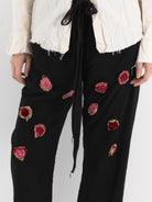 Elena Dawson Drawstring Trouser with Rosebuds, Black - ELENA DAWSON at Worthwhile