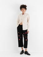 Elena Dawson Drawstring Trouser with Rosebuds, Black - ELENA DAWSON at Worthwhile