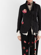 Elena Dawson 1X Hacking Jacket with Flowers, Black - ELENA DAWSON at Worthwhile