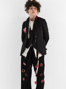 Elena Dawson 1X Hacking Jacket with Flowers, Black - ELENA DAWSON at Worthwhile