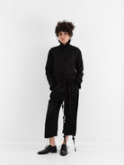 Elena Dawson Drawstring Trouser with Rosebud Ties, Black - ELENA DAWSON at Worthwhile