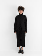 Elena Dawson Drawstring Trouser with Rosebud Ties, Black - ELENA DAWSON at Worthwhile