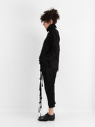 Elena Dawson Drawstring Trouser with Rosebud Ties, Black - ELENA DAWSON at Worthwhile