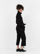 Elena Dawson Drawstring Trouser with Rosebud Ties, Black - ELENA DAWSON at Worthwhile