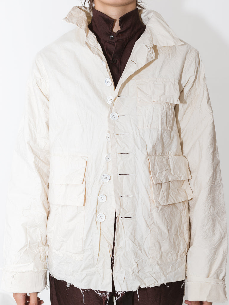 Elena Dawson Work Jacket, Cream Cotton Cambric - Worthwhile