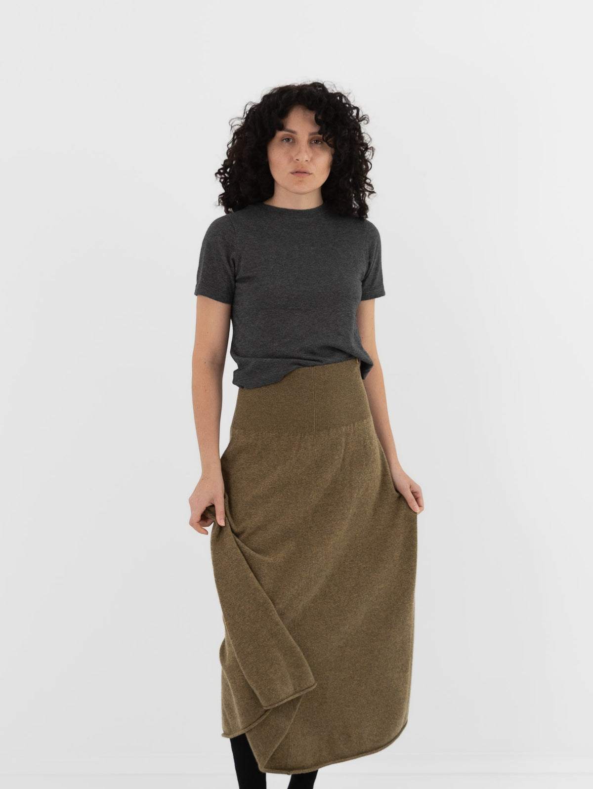 Extreme Cashmere n°388 Ease Skirt in Hunter - EXTREME CASHMERE at Worthwhile - shop SKIRT