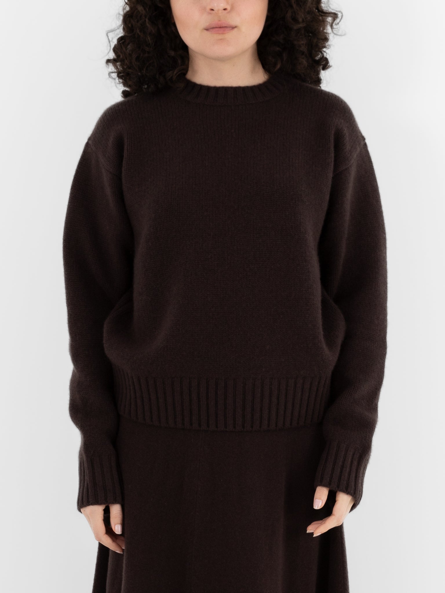 Extreme Cashmere n°373 Oldie Crewneck in Dark Brown - EXTREME CASHMERE at Worthwhile - shop SWEATER