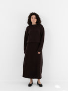 Extreme Cashmere n°388 Ease Skirt in Dark Brown - EXTREME CASHMERE at Worthwhile - shop SKIRT